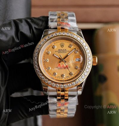 Swiss Quality Rolex Datejust 40mm Golden Dial Clone Watch Citizen Movement